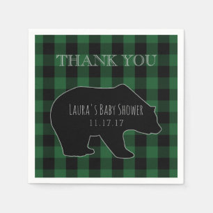Woodland Forest Boy Baby Shower   Lumberjack Plaid Paper Napkins