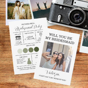 Woodland Forest Bridesmaid Information Card