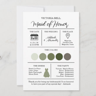 Woodland Forest Bridesmaid Information Card
