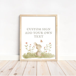 Woodland Forest Bunny Baby Shower Custom Text Poster