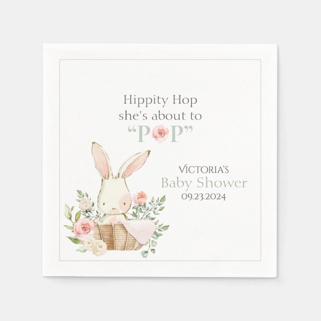 Woodland Forest Bunny Rabbit Pink Floral Napkins (Front)