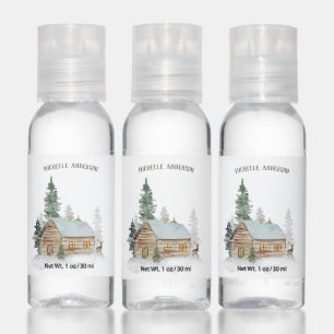 Woodland Forest Cabin with Deer Personalized Hand Sanitizer