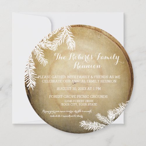 Woodland Forest Center Cut Tree Family Reunion Invitation