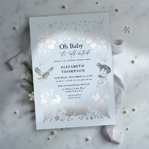 Woodland Forest Cold Outside Winter Baby Shower Foil Invitation