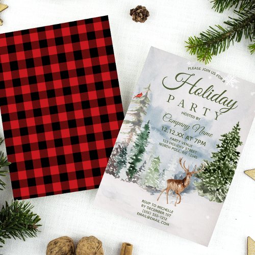 Woodland Forest Corporate Holiday Christmas Party Invitation