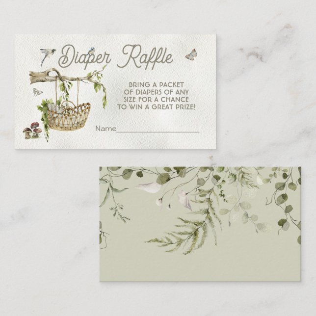 Woodland Forest Cradle Diaper Raffle card (Front/Back)