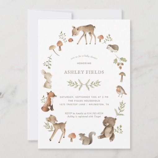 Woodland Forest Creatures Baby Shower Invitation | Zazzle