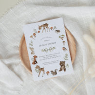 Woodland Forest Creatures Baby Shower Invitation