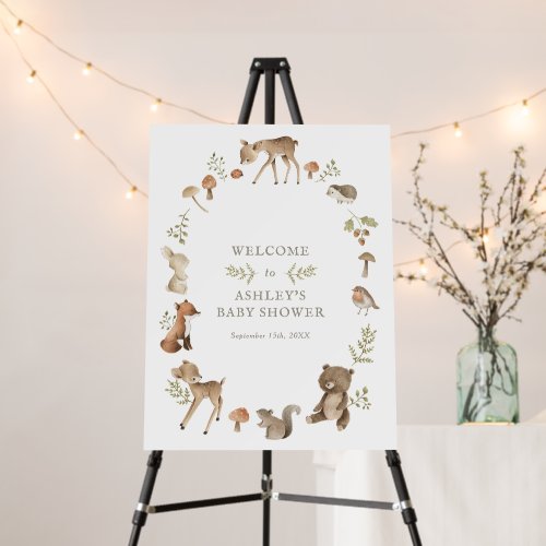 Woodland Forest Creatures Baby Shower Welcome