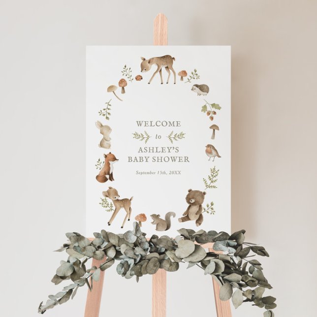 Woodland Forest Creatures Baby Shower Welcome Foam Board (Creator Uploaded)