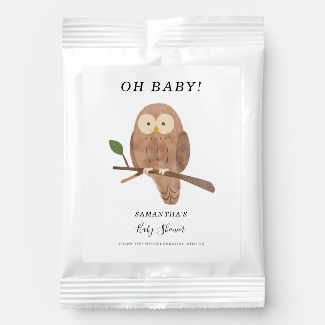 Woodland Forest Creatures Barn Owl Baby Shower Lemonade Drink Mix (Front)