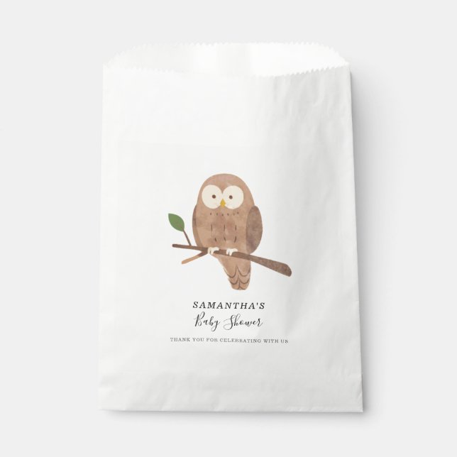 Woodland Forest Creatures Night Owl Baby Shower Favor Bag (Front)