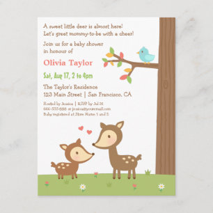 Woodland Forest Deer Baby Shower Invitations