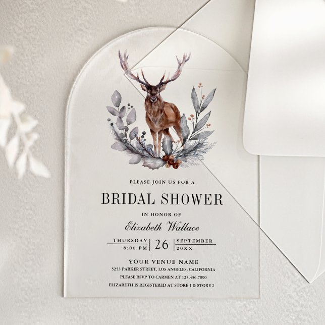 Woodland Forest Deer Bridal Shower Acrylic Invitations (Creator Uploaded)