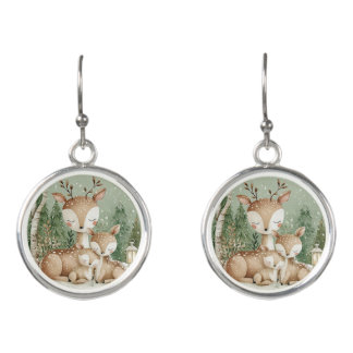 Woodland Forest Deer Family Earrings