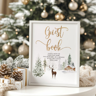 Woodland forest deer Guest book Sign
