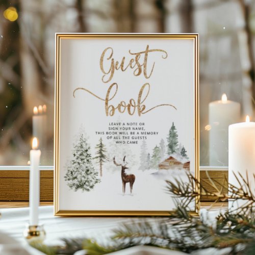 Woodland forest deer Guest book Sign