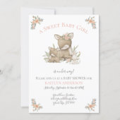 Woodland Forest Deer Mama Baby Girl Shower w Bunny Invitation (Front)