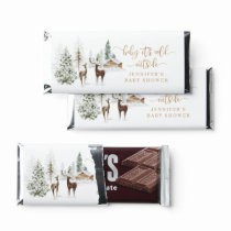 Woodland forest deer winter baby shower hershey bar favors