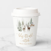 Woodland forest deer winter baby shower paper cups | Zazzle