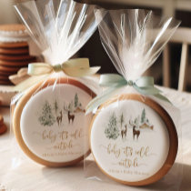 Woodland forest deer winter baby shower  sugar cookie