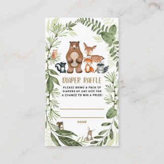 Woodland Forest Diaper Raffle Greenery Baby Shower Enclosure Card