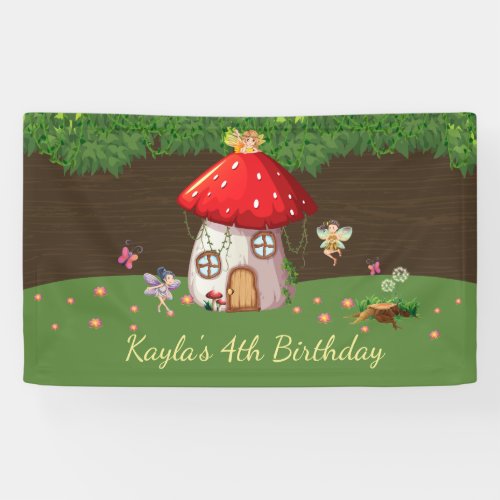 Woodland Forest Fairy Birthday Banner