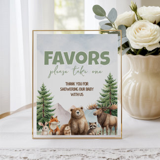 Woodland Forest Favors Thank You Sign 8x10