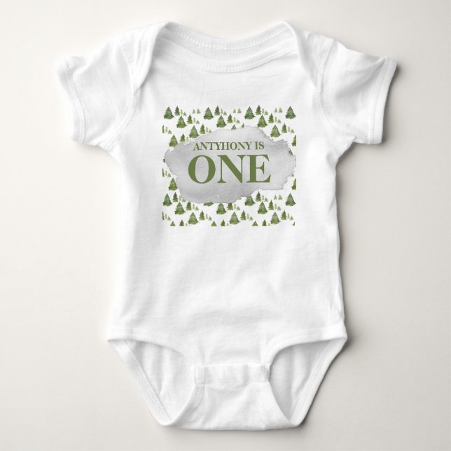 Woodland Forest First Birthday Baby Bodysuit (Front)