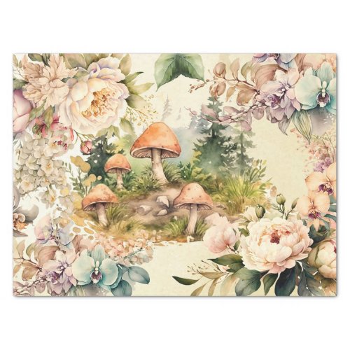 Woodland Forest Flora and Fauna Mushroom Decoupage Tissue Paper