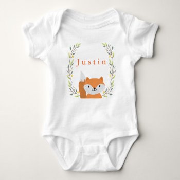Woodland Forest Fox Baby Onsie Baby Bodysuit by OS_Designs at Zazzle