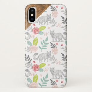 Woodland Forest Fox & Floral Foliage Monogram iPhone X Case