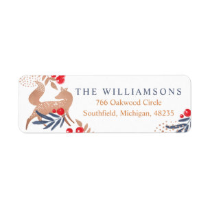 Woodland Forest Fox & Holiday Cranberry Foliage Label