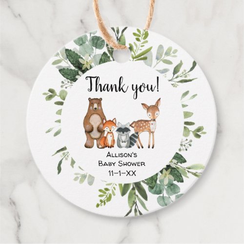 Woodland forest friends animals thank you favor tags