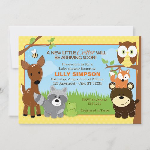 Woodland Forest Friends Baby Shower Invitations