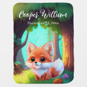 Woodland forest friends cute baby fox baby blanket