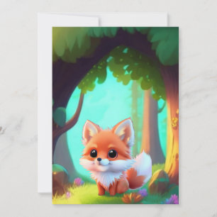 Woodland forest friends cute baby fox invitation