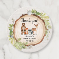 Woodland forest friends rustic baby shower favor tags