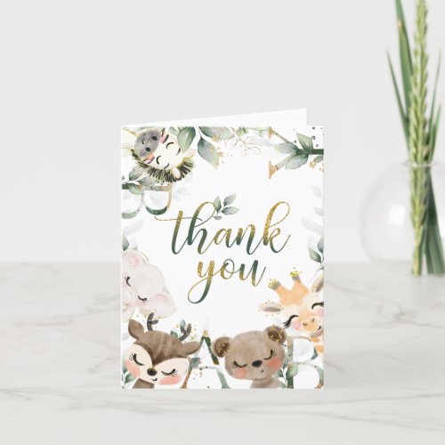 Woodland forest friends  thank you card