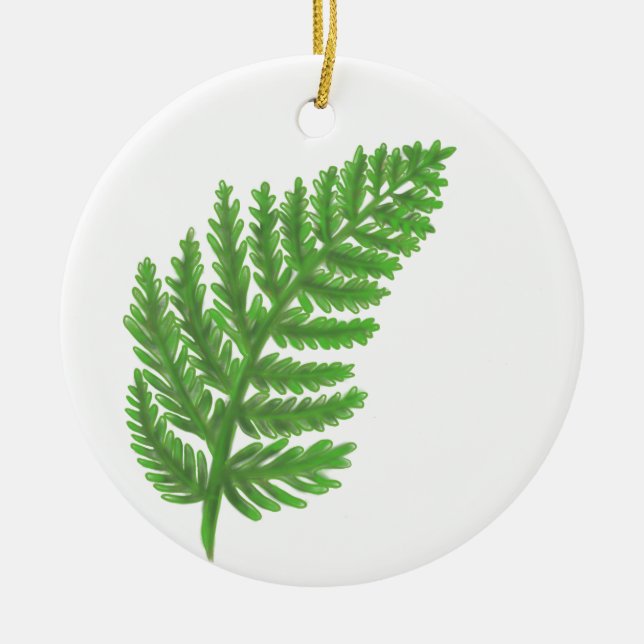 Woodland forest green ferns forest ferns ceramic ornament (Front)