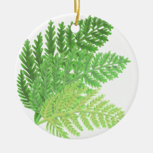 Woodland forest green ferns forest ferns ceramic ornament