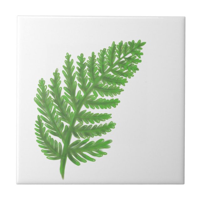 Woodland forest green ferns forest ferns ceramic tile (Front)