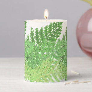 Woodland forest green ferns forest ferns leaves pillar candle