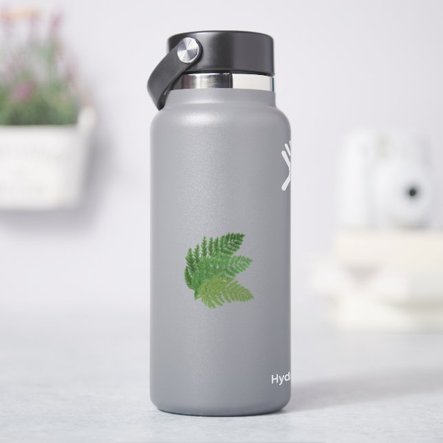 Woodland forest green ferns forest ferns leaves sticker (HydroFlask)
