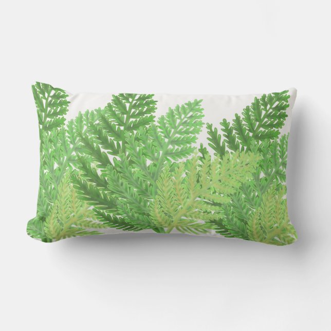 Woodland forest green ferns forest ferns lumbar pillow (Front)