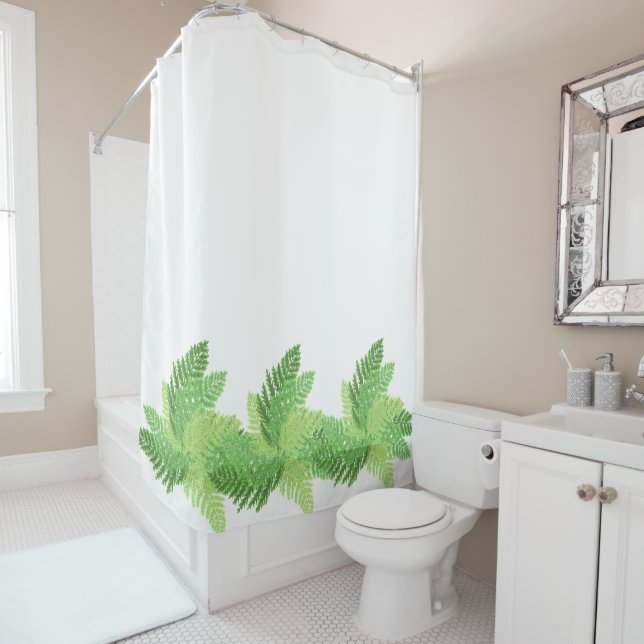 Woodland forest green ferns forest ferns shower curtain (In Situ)
