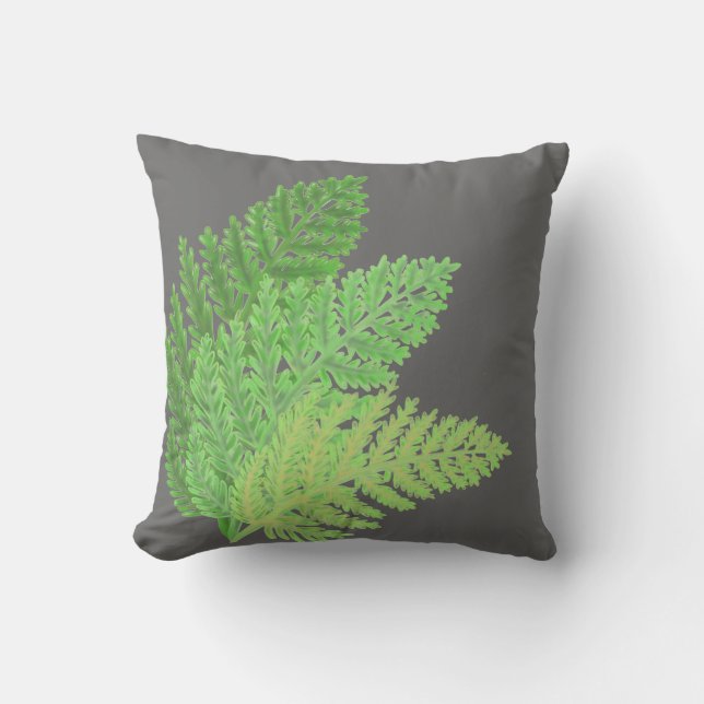 Woodland forest green ferns forest ferns throw pillow (Front)