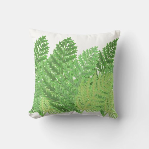 Woodland forest green ferns forest ferns throw pillow