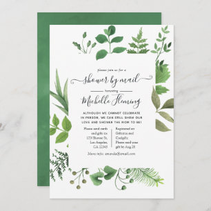 Woodland Forest Greenery Baby Shower by Mail Invitation