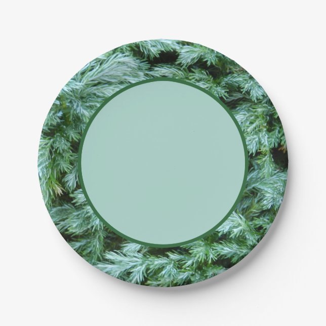 Woodland Forest Greenery Paper Plates (Front)